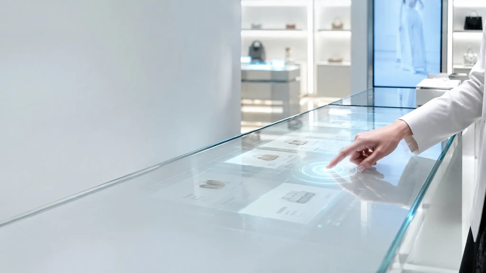 Transparent PCAP touch film applied to glass for interactive displays